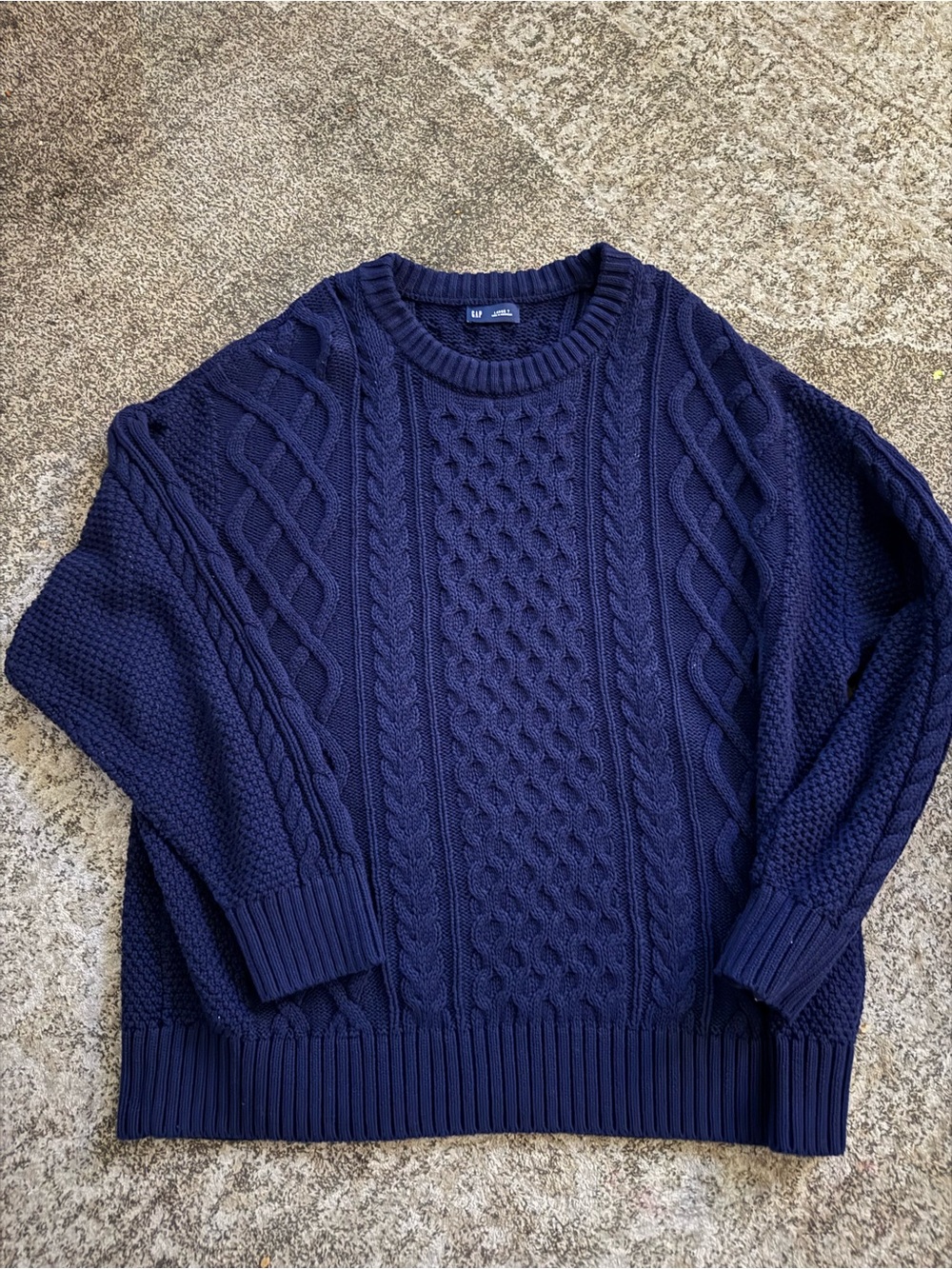 GAP Navy Cable-Knit Crewneck Sweater